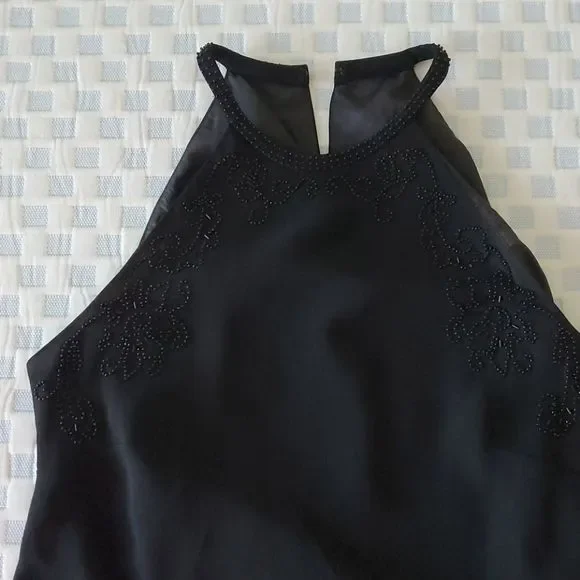 JNY Beaded Neck & Bodice Lined Blk Cocktail Dress - Picture 6 of 8